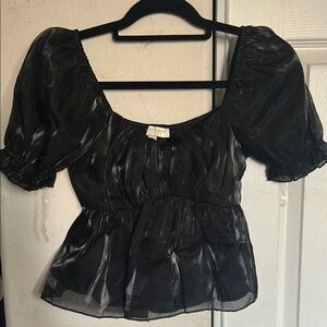 Elegant Black Sheer Women's Top
